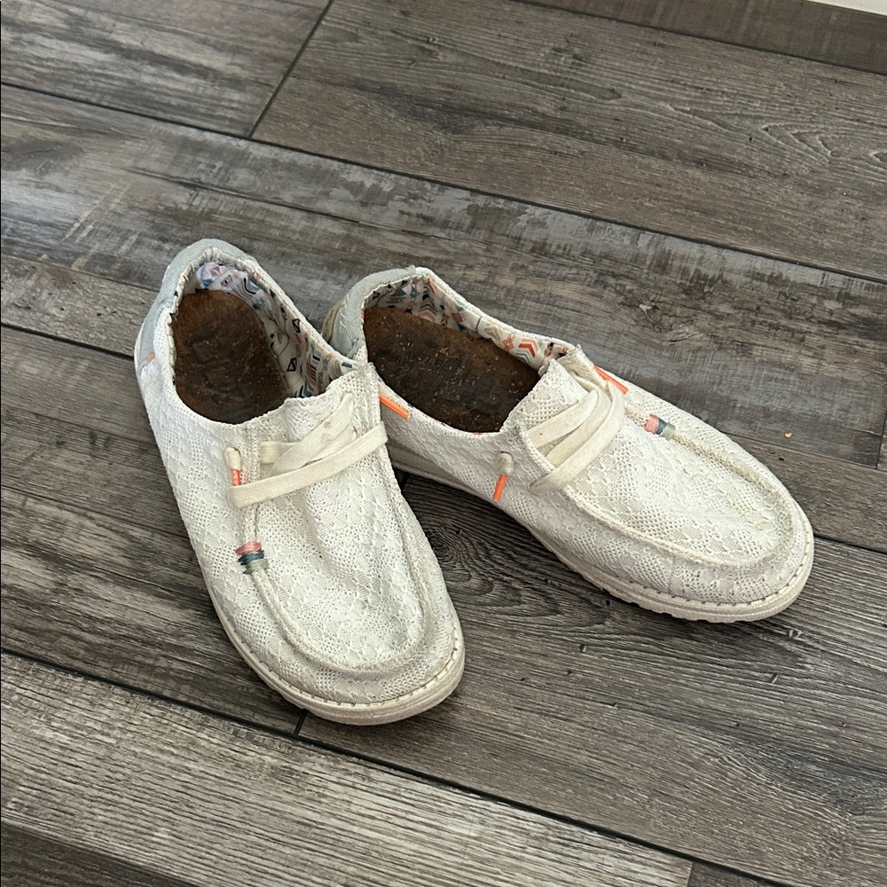 Hey Dude Cream Slip-On with Multicolor arrows